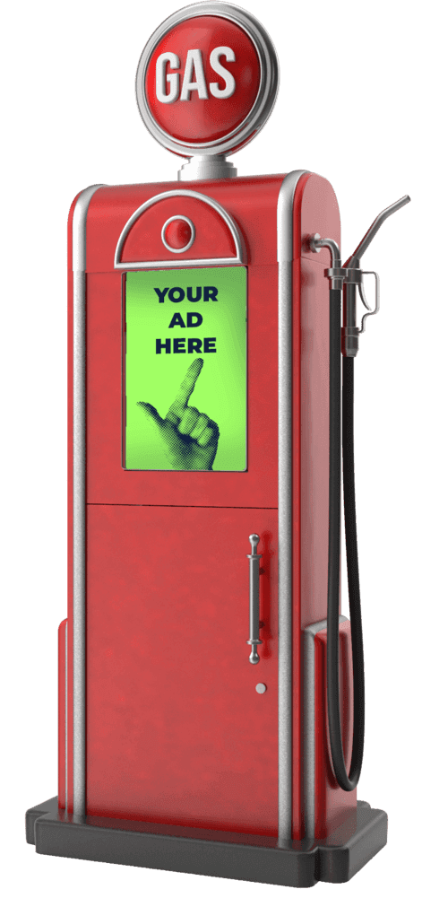Gas pump screen showing digital advertisement